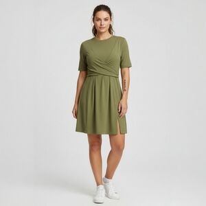 Lululemon Cotton Wrap-Front T-Shirt - Dress  Bronze Green Pima Cotton - Size 6